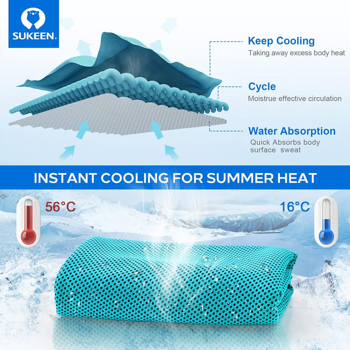 Sukeen Kühltuch Set, kühlendes Handtuch Kühltücher Hals, Handtuch kühlend, Cooling Towel, Kühltücher