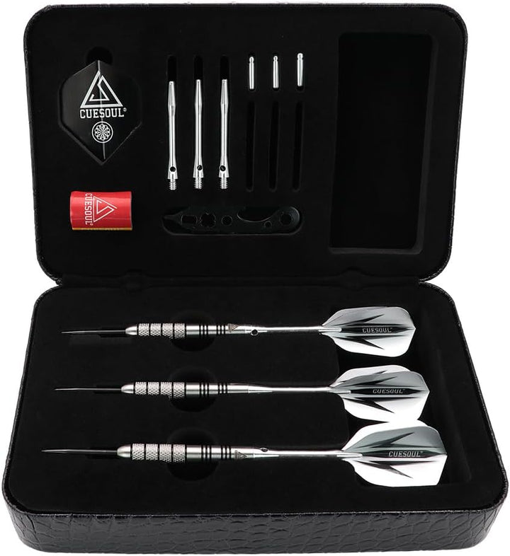 CUESOUL 30 Gramm Tungsten Steel Tip Darts Set 95% Tungsten 26 Gramm-Koffer, 26 Gramm-Koffer