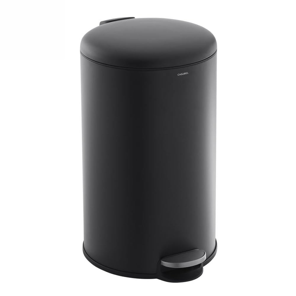 CASABEL runder Küchenabfalleimer 30L, Edelstahl, schwarz 30 liters Schwarz, 30 liters Schwarz