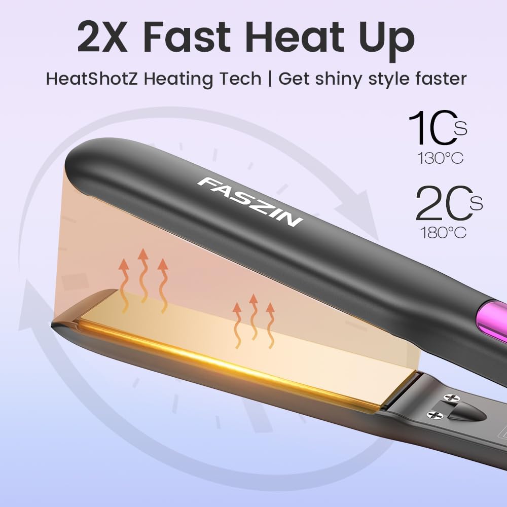 Faszin 2 in 1 Glätteisen Locken und Glätten, Titanplatten Ionen Haarglätter für einen glatten Stil,