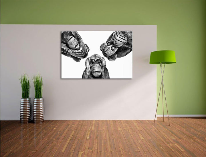 Pixxprint hören Nichts sehen Nichts Sagen als Leinwandbild/Grösse: 100x70 / Wandbild/Kunstdruck/fert