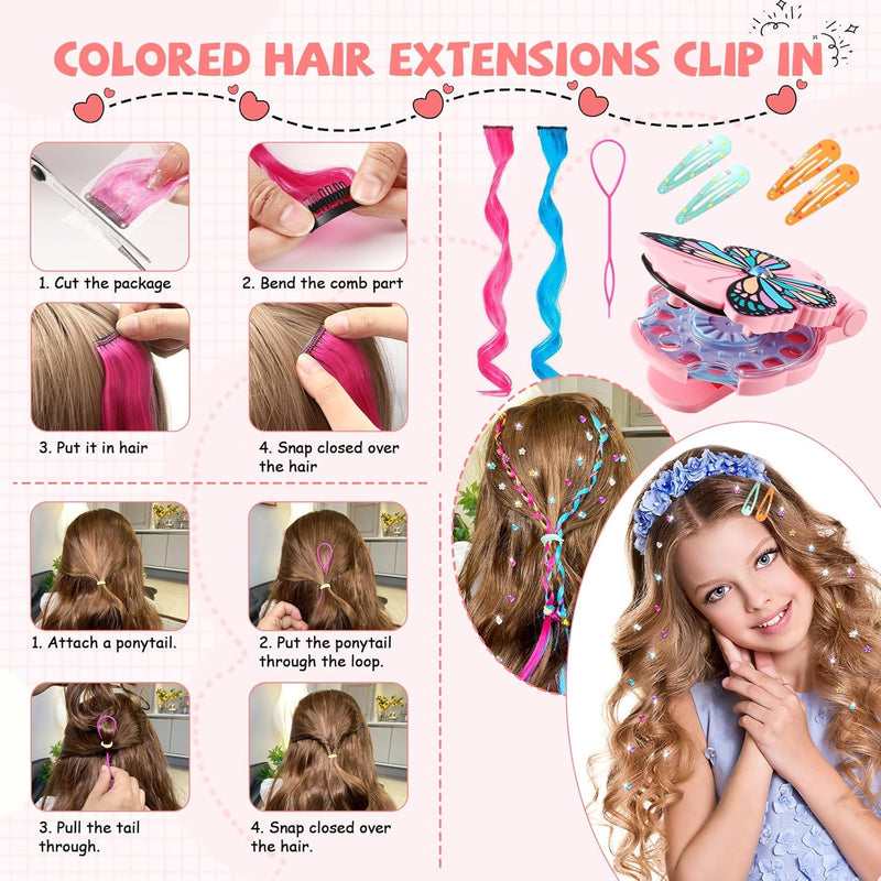 SEMKOTREE Hair Bedazzler Kit, Glitzersteine Haare Maschine mit 630 Hair Gems und Haarsträhnen Kinder