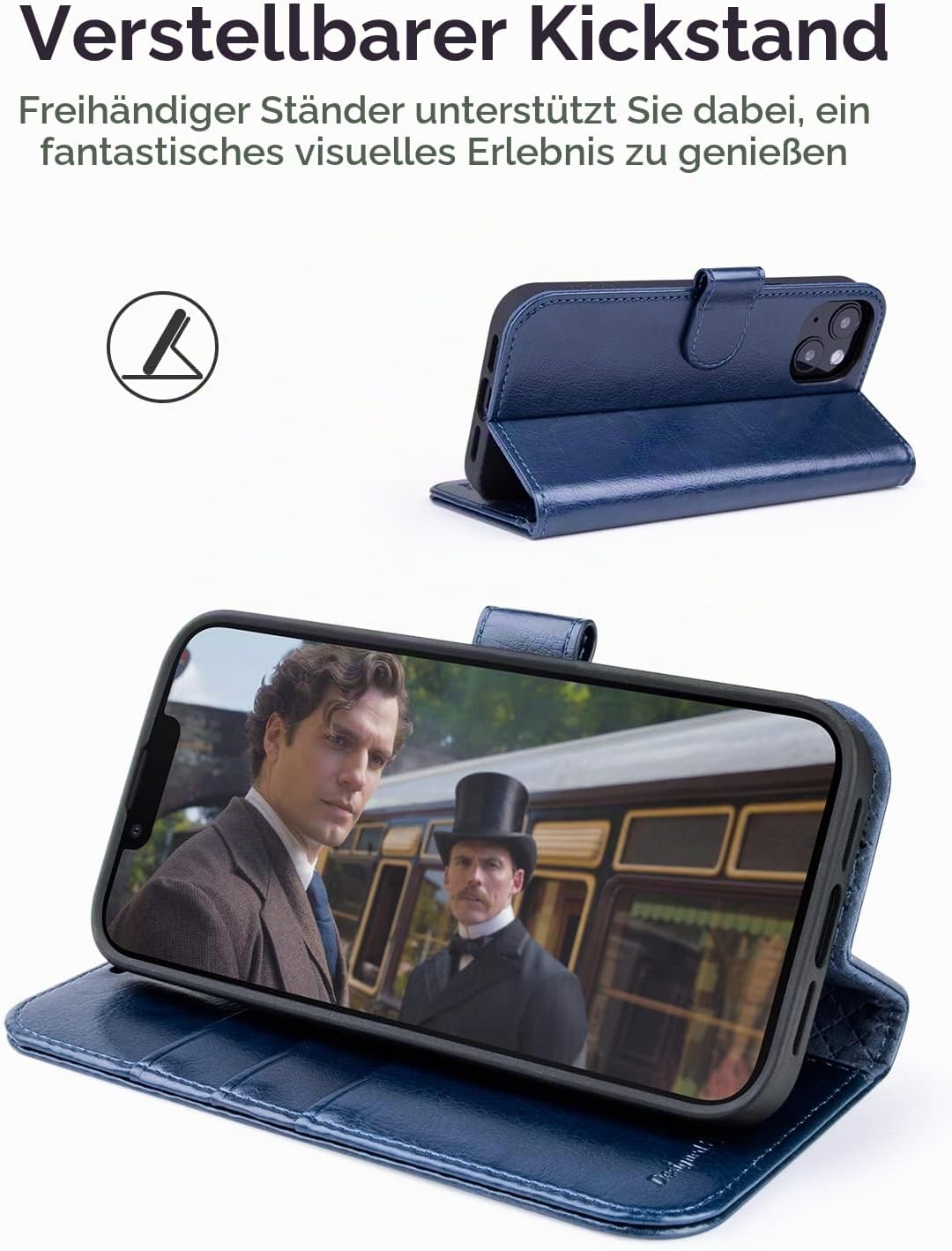 OCASE für iPhone 14 Hülle Handyhülle Premium PU Leder Blau iPhone 14 Blau, iPhone 14 Blau