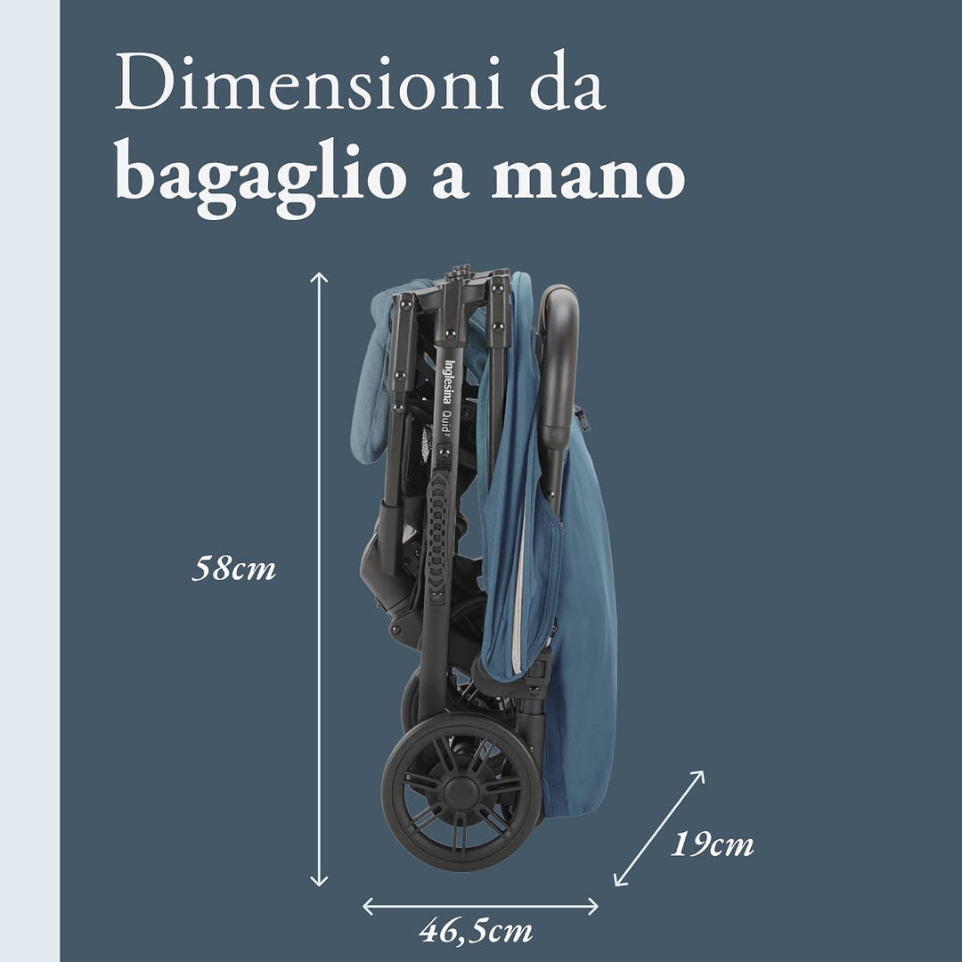 Inglesina Quid² Kinderwagen, leicht, bis 22 kg, kompakt und leicht, ideal für Flugzeuge, Manta Blue,