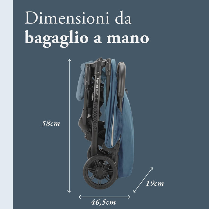 Inglesina Quid² Kinderwagen, leicht, bis 22 kg, kompakt und leicht, ideal für Flugzeuge, Manta Blue,