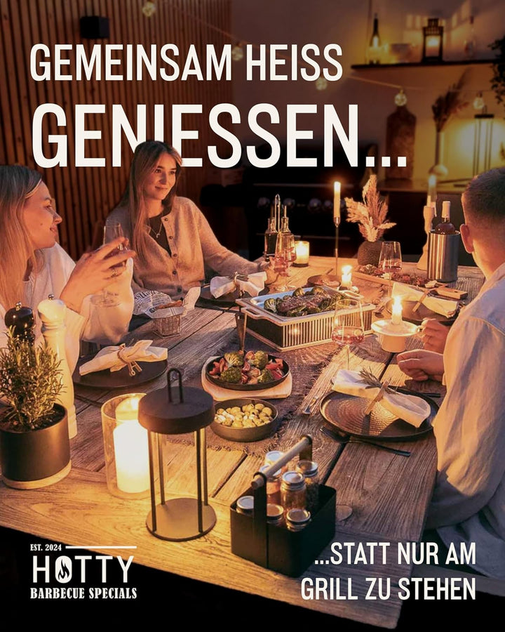 HOTTY Legacy Warmhalteplatte fürs Grillen – BBQ-Design Speisenwärmer mit personalisierbarem Batch –