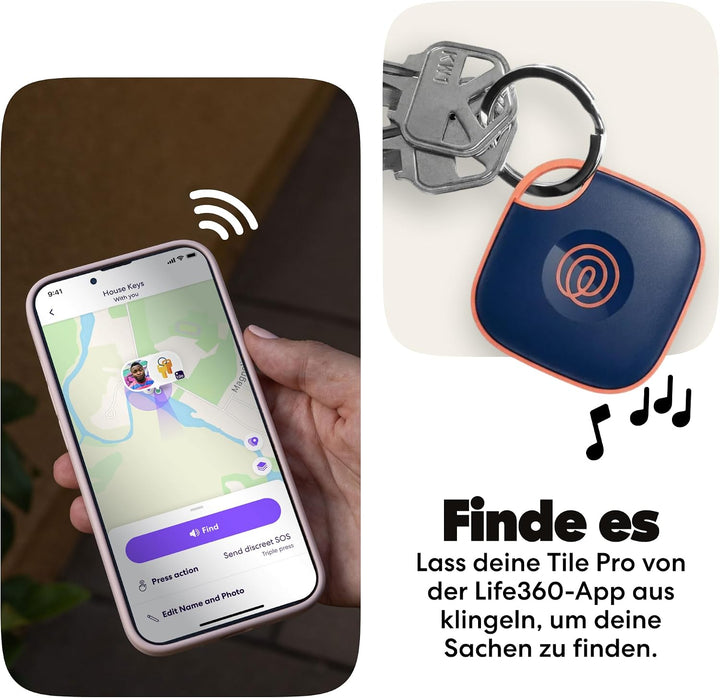 Tile by Life360 Mate - Bluetooth-Tracker, Schlüssel- und Gegenstandsfinder für Schlüssel, Taschen un