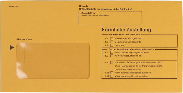 100 x Innere Postzustellungshüllen Förmliche Zustellung Postzustellungsumschläge 9490120