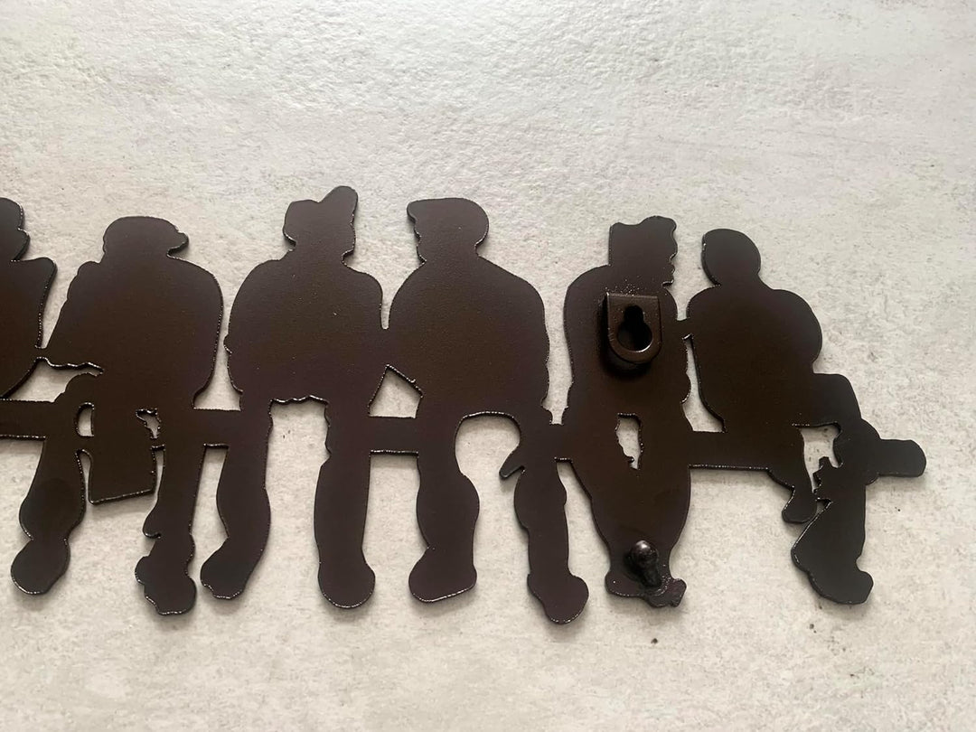 Metall-Wandkunst, Motiv: Männer auf Brücke, Menschen, Silhouette, Mittagessen auf einem Wolkenkratze