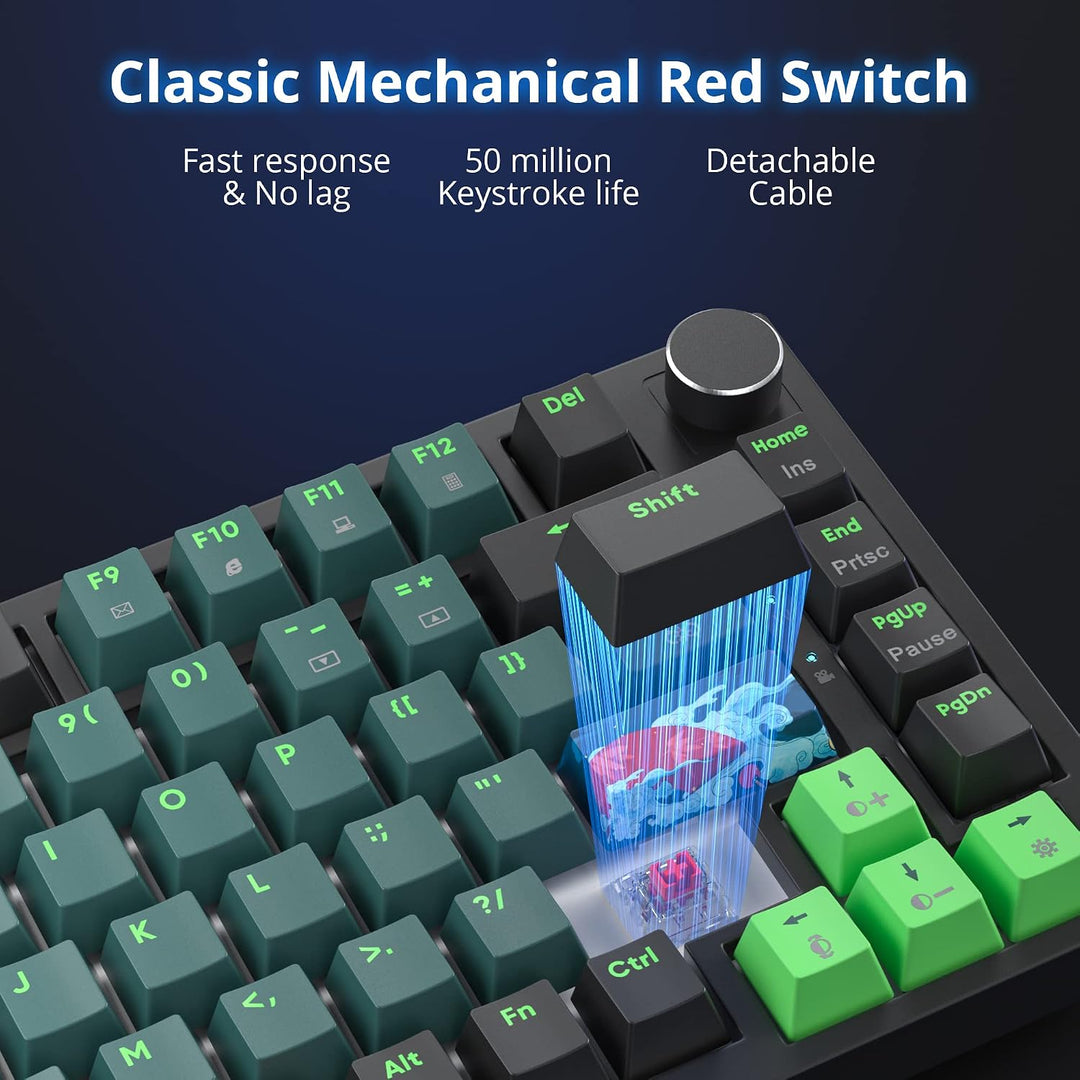 Fogruaden Kabelgebundene 75% mechanische Tastatur Hot Swap, roter Schalter, RGB-Hintergrundbeleuchtu