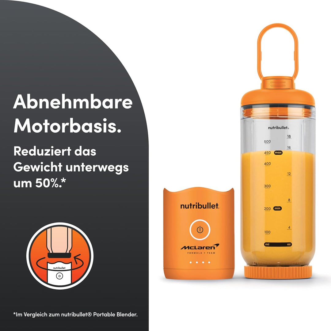 Nutribullet x McLaren Flex - tragbarer Mixer, kabelloser Smoothie Maker mit USB-C, 590 ml Tritan Bec