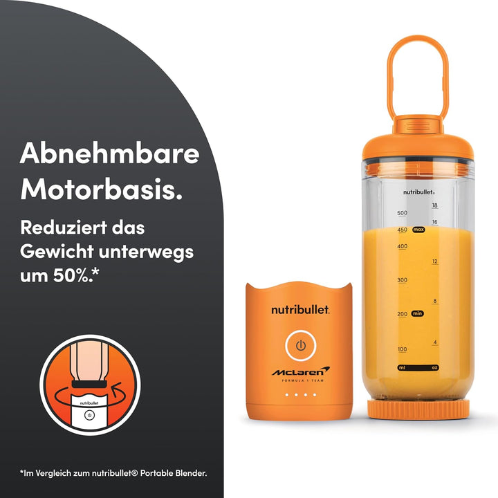 Nutribullet x McLaren Flex - tragbarer Mixer, kabelloser Smoothie Maker mit USB-C, 590 ml Tritan Bec