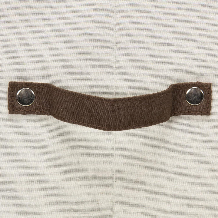 Household Essentials Dessert Plate or Bowl Storage Chest, Natural Canvas with Brown Trim Desserttell