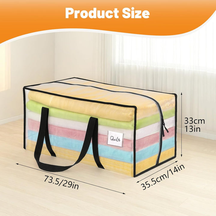 6 Stück 90L Aufbewahrungstasche, Heavy-Duty Weihnachtslager Transparente Umzugskartons Grosse mit Re