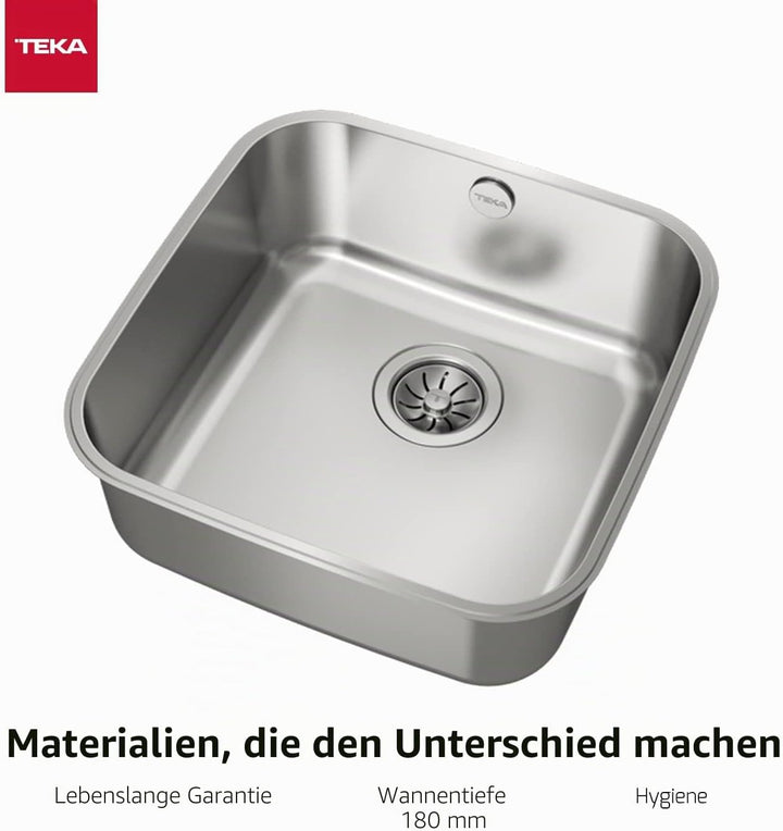 Teka BE 40.40 1C - Unterbauspüle, 1 Spüle unter der Arbeitsplatte, Küchenspüle 50 cm, Edelstahlspüle