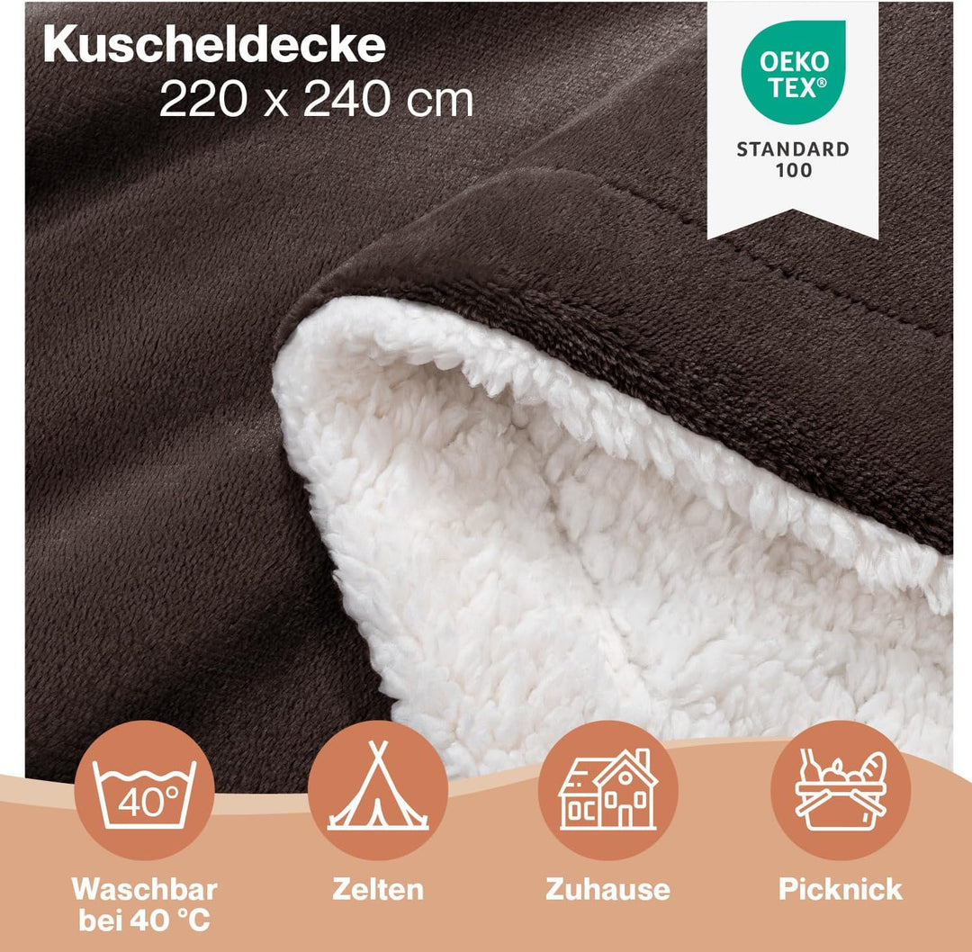 Blumtal Flauschige Sherpa Kuscheldecke – hochwertige Wohndecke, super weiche Fleecedecke als Sofaübe