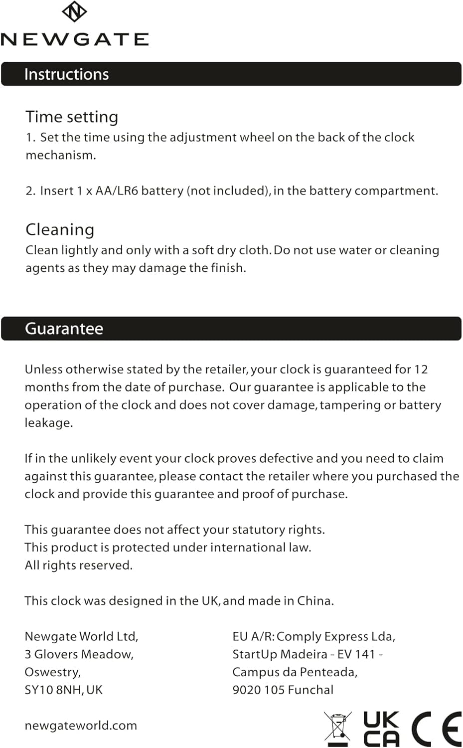 NEWGATE® Brooklyn Retro-Wecker/Tischuhr – Rechteckiger Wecker – Schlafzimmerzubehör – Schreibtischzu