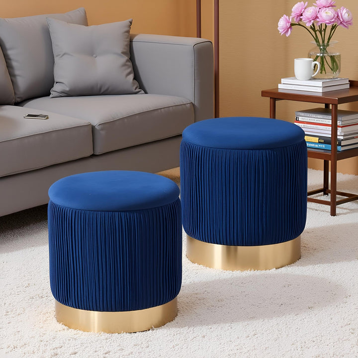 AllEquip 2er-Set Sitzhocker Samt Schminktisch Pouf Hocker mit Stauraum Ottoman Aufbewahrungshocker (