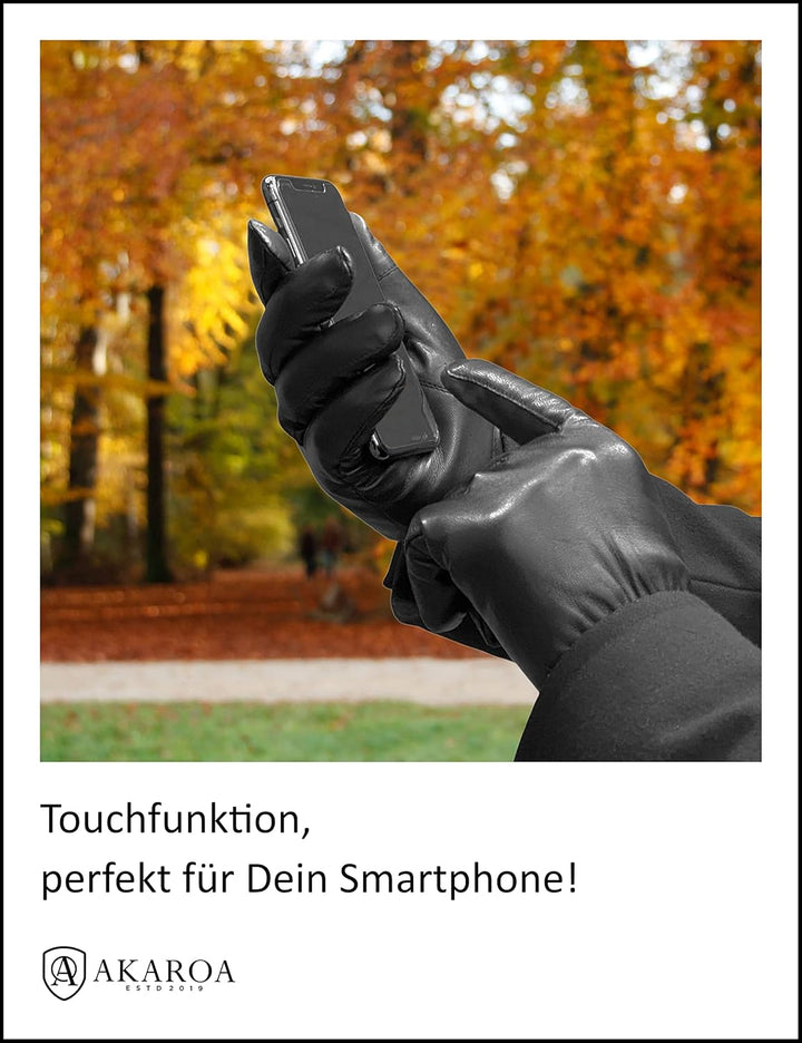 AKAROA ESTD 2019 Lederhandschuhe Herren TIM, Touchscreen Funktion, italienisches Leder, recyceltes S