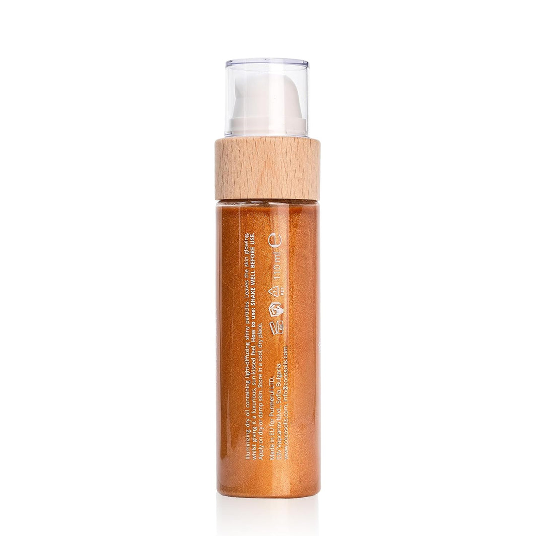 COCOSOLIS GLOW Shimmer Oil - Bio Trockenöl - Schimmerndes Körperöl mit glänzenden Partikel, Verleiht