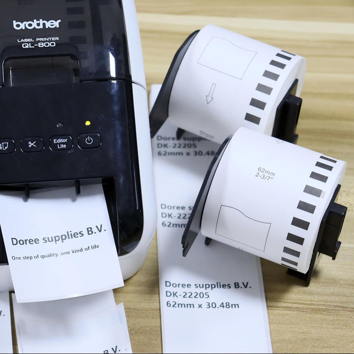 Doree DK22205 kompatible Etikettenrollen für Brother P-Touch QL-500 QL-500A QL-500BS QL-500BW,62mm x