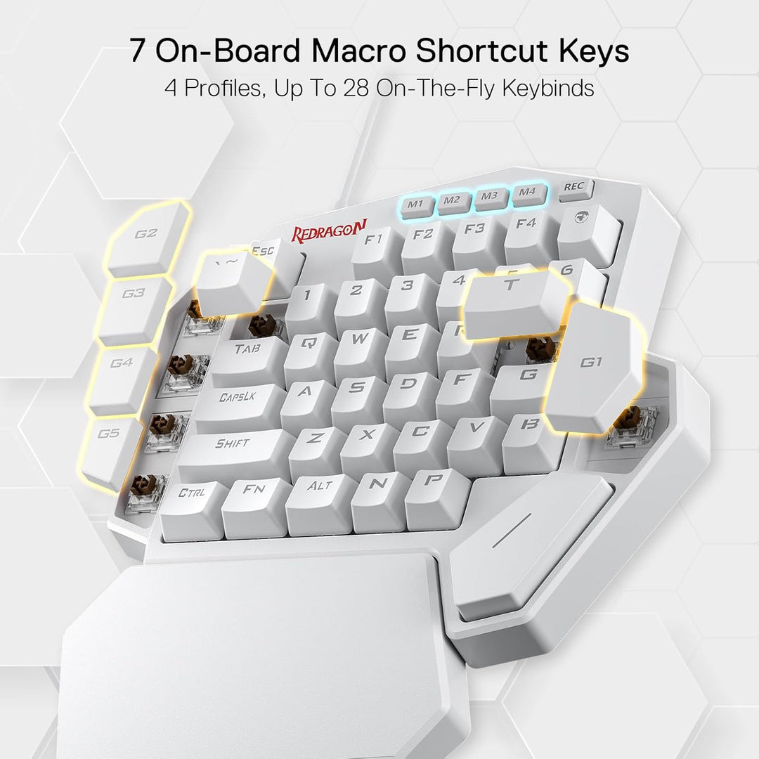 Redragon K585 DITI Einhändige mechanische RGB-Gaming-Tastatur, Typ-C-Profi-Gaming-Tastatur mit 7 int