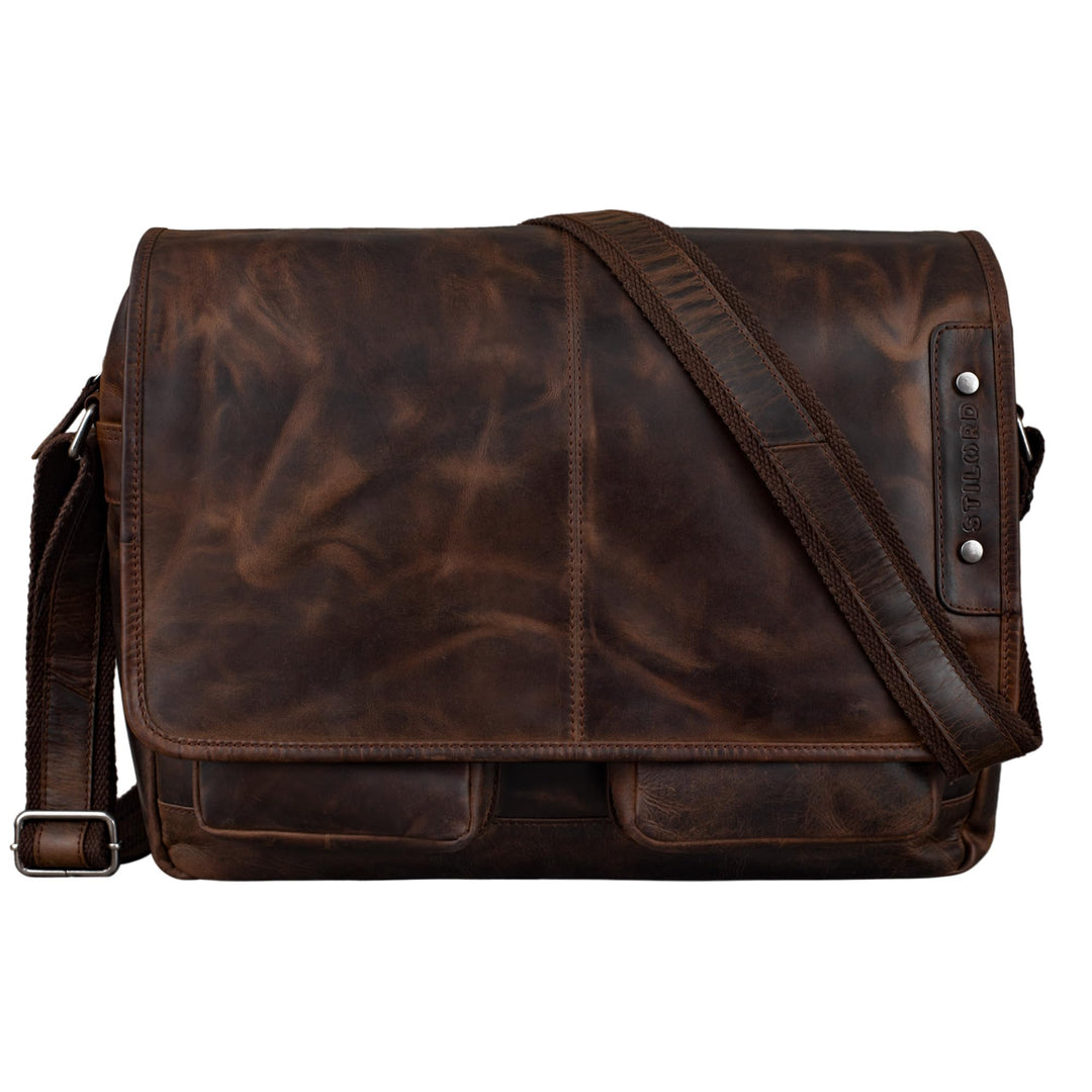 STILORD 'Curtis' Umhängetasche Leder als Messenger Bag oder Aktentasche Vintage Laptoptasche 15,6 Zo