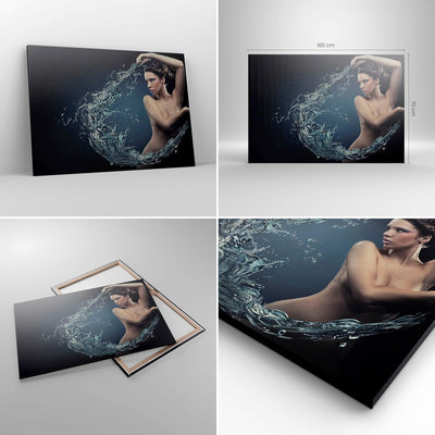 Bilder auf Leinwand 100x70cm Leinwandbild Weiblich modell posieren schön Gross Wanddeko Bild Schlafz