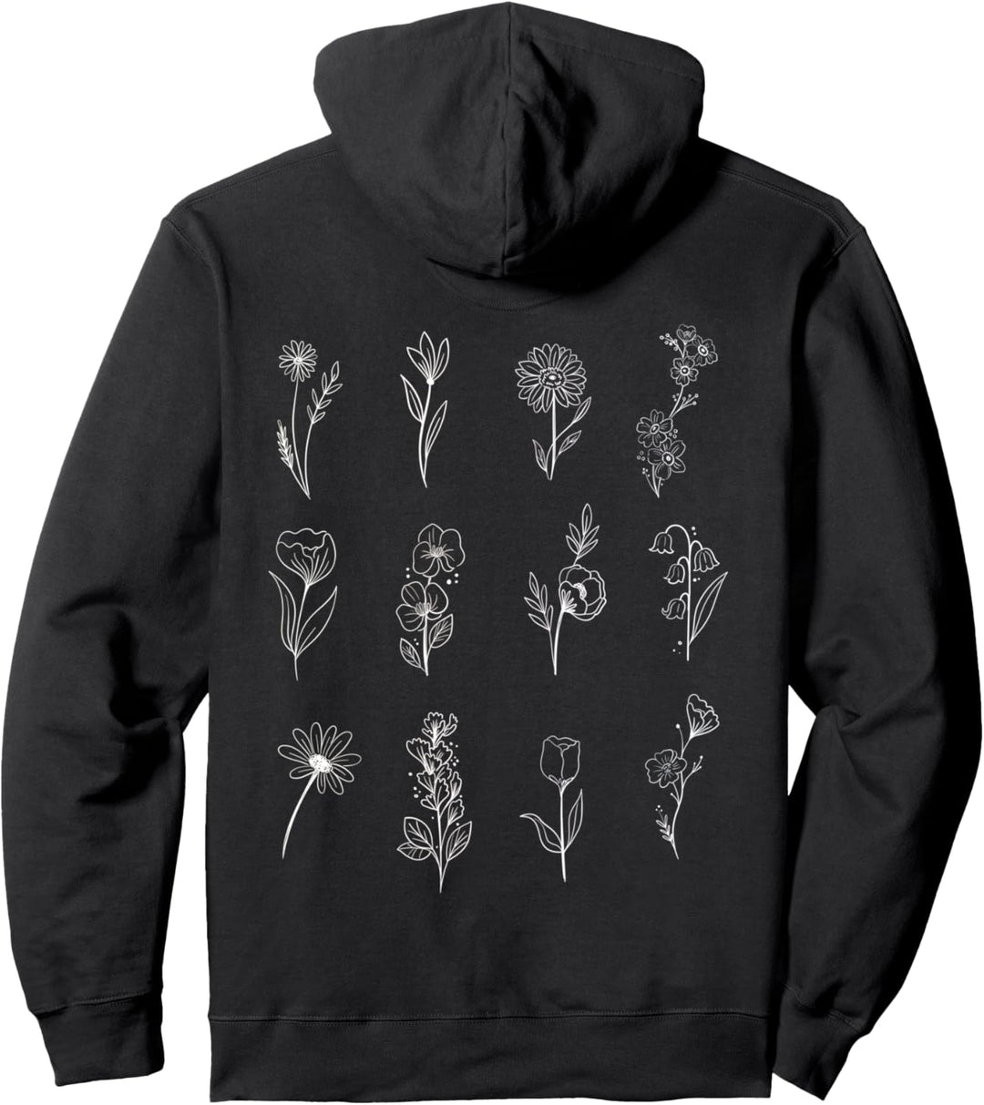 Happy Vintage Inspired Flower Botanical Chart Naturalist Pullover Hoodie