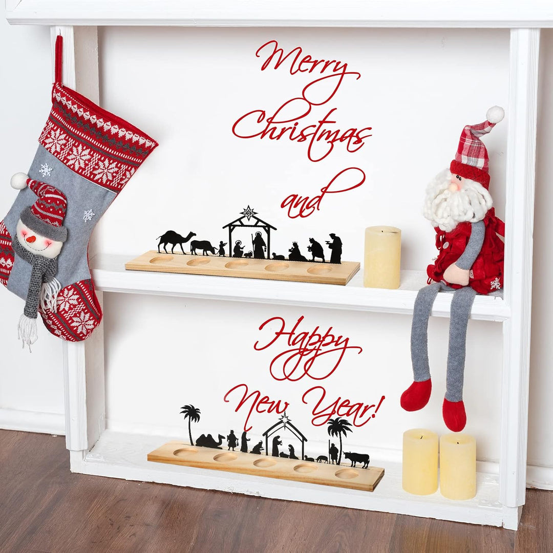 Geelin Weihnachtskrippen-Set aus Metall für Weihnachtsdekorationen, schwarz, moderne Weihnachtskripp