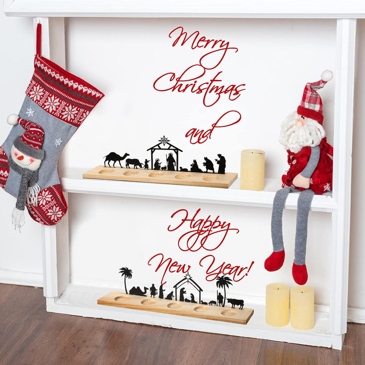 Geelin Weihnachtskrippen-Set aus Metall für Weihnachtsdekorationen, schwarz, moderne Weihnachtskripp