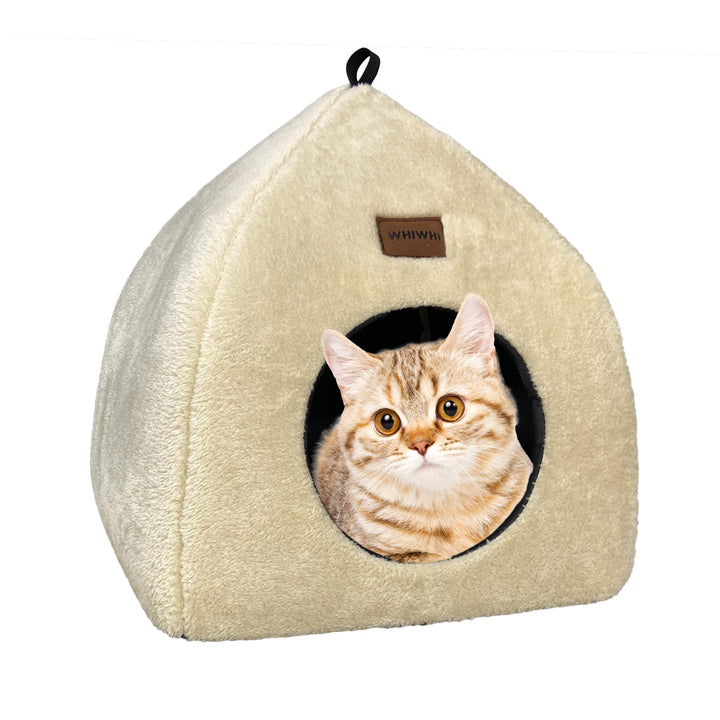Whiwhi Katzenhöhle für Drinnen Katzenzelt mit Waschbarem Plüschkissen Weiches und Flauschiges Katzen