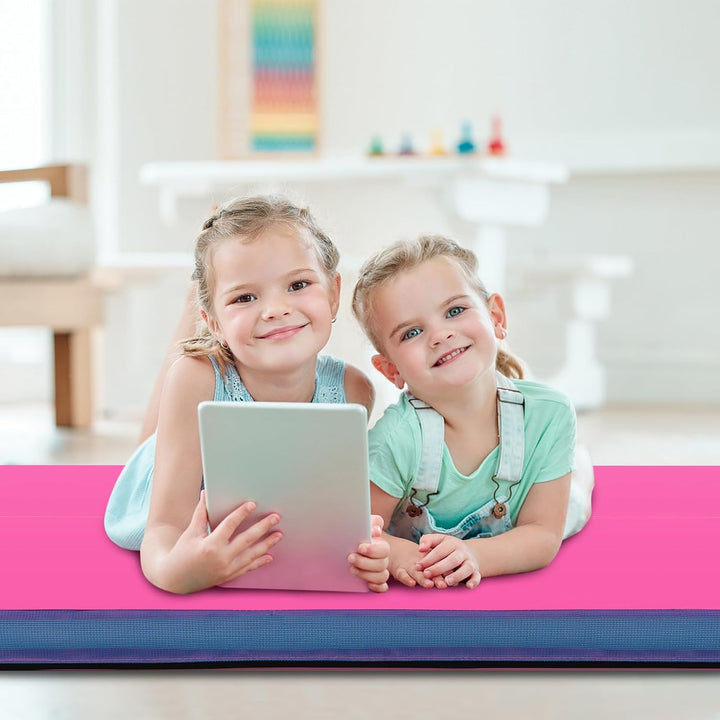 GOPLUS turnmatte klappbar, gymnastikmatte aus Kunstleder, Weichbodenmatte mit Griffe & Reissverschlu