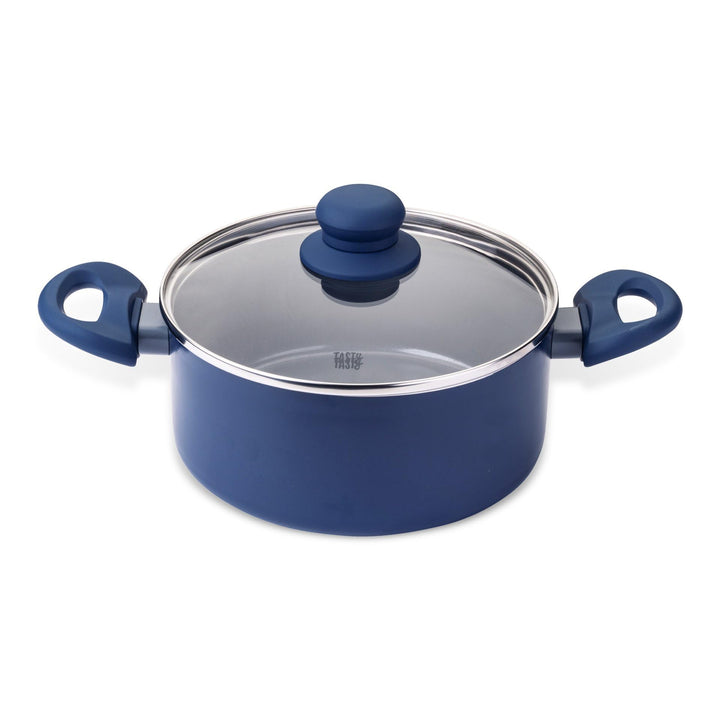 Tasty Antihaft-Kochtopf mit Glasdeckel und Öldosiersystem, 20cm, 3500ml – Gepresstes Aluminium, für