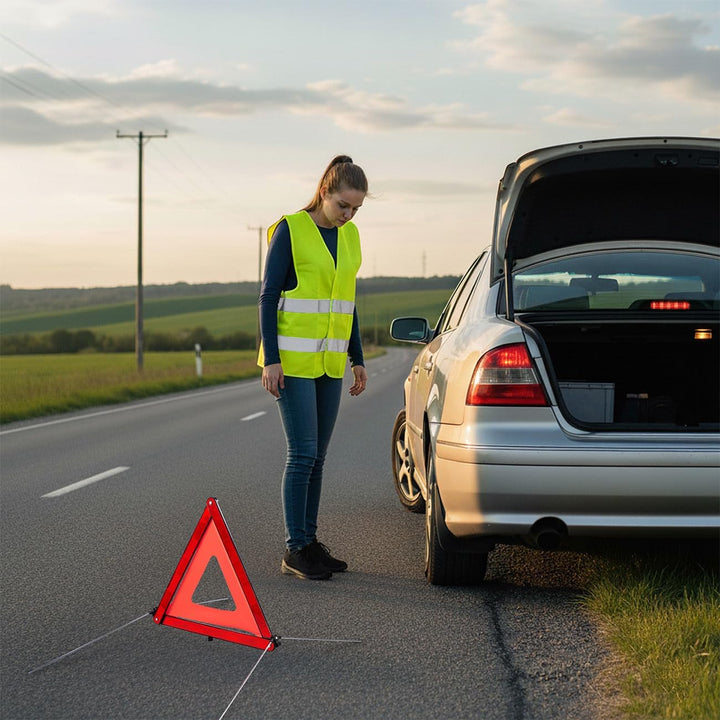 Lescars Warndreieck Auto: 3er-Set Kfz-Warndreieck, Notfalldreieck, reflektierend, klappbar, rot (sta