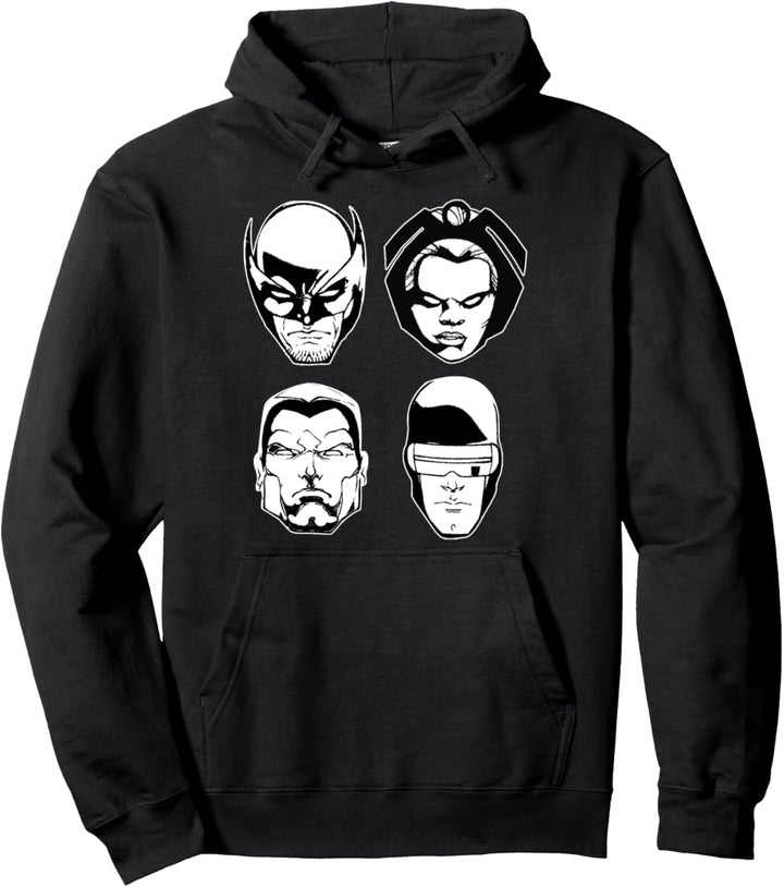 Marvel X-Men Wolverine Cyclops Storm Colossus Floating Heads Pullover Hoodie
