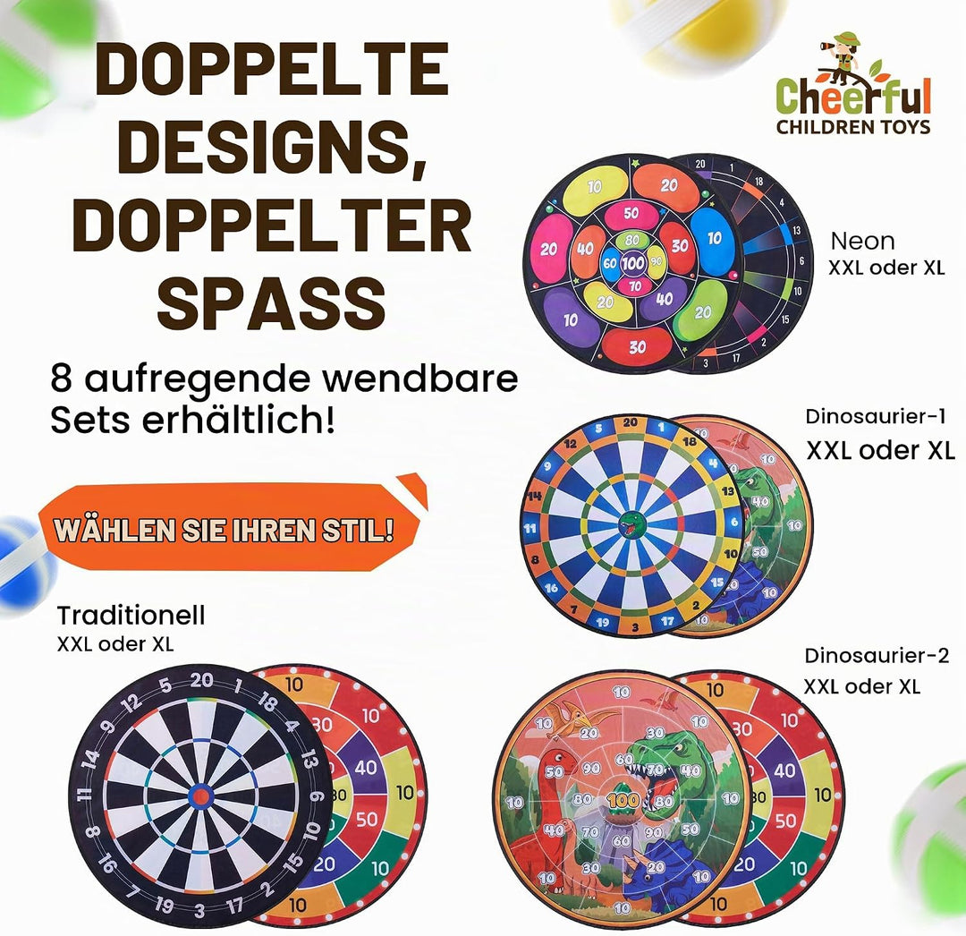 Cheerful Children Toys Jumbo Kids Dartscheibe XL oder XXL, grosse Klett-Dartscheibe mit wendbaren De