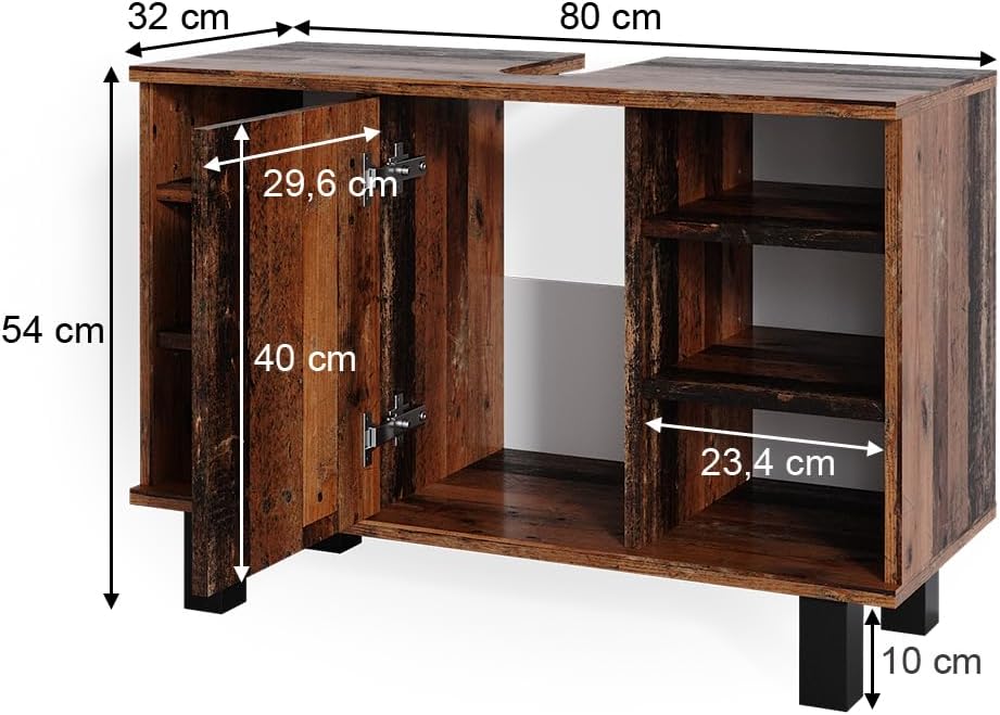 Vicco Waschbeckenunterschrank Fynn, Antikholz, 80 x 54 cm, Antikholz