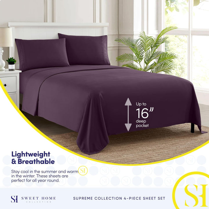 Sweet Home Collection Fadenzahl 1836, weiche ägyptische Qualität, gebürstete Mikrofaser Laken – Luxu