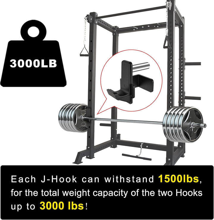 Kipika J-Haken für Power Rack – Unterseite verstärkte Stahlhaken mit Gummiauflage – 2 Stück C: für 3