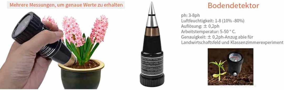 PH Messgerät Boden Bodentester 2 in 1 Boden Feuchtigkeit PH Messgerät mit Licht Sensor für Gartenbau