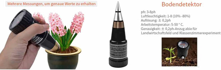 PH Messgerät Boden Bodentester 2 in 1 Boden Feuchtigkeit PH Messgerät mit Licht Sensor für Gartenbau