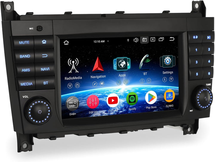 Erisin 7 Zoll 8-Kern 4GB+64GB Android 14 Autoradio 2Din GPS Navigation für Mercedes Benz C Klasse W2
