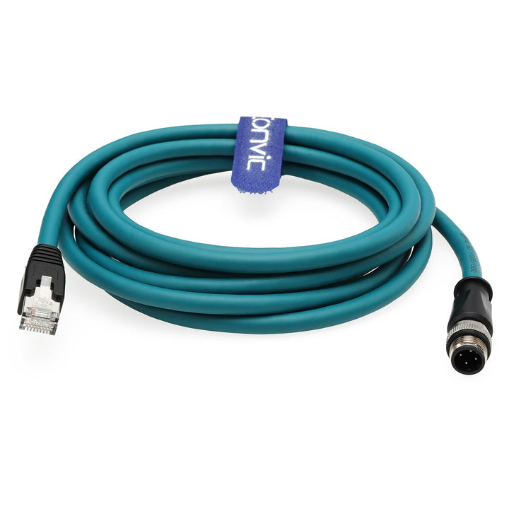 Eonvic M12 4-Positionen-D-kodierter Stecker auf RJ45-High-Flex-Cat5e-Industrial-Ethernet-Kabel, gesc