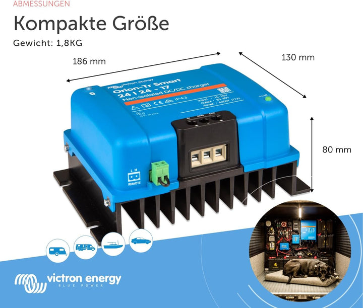 Victron Energy Orion-Tr Smart 24/24-Volt 17 Amp 400-Watt DC-DC Ladebooster, Nicht isoliert (Bluetoot