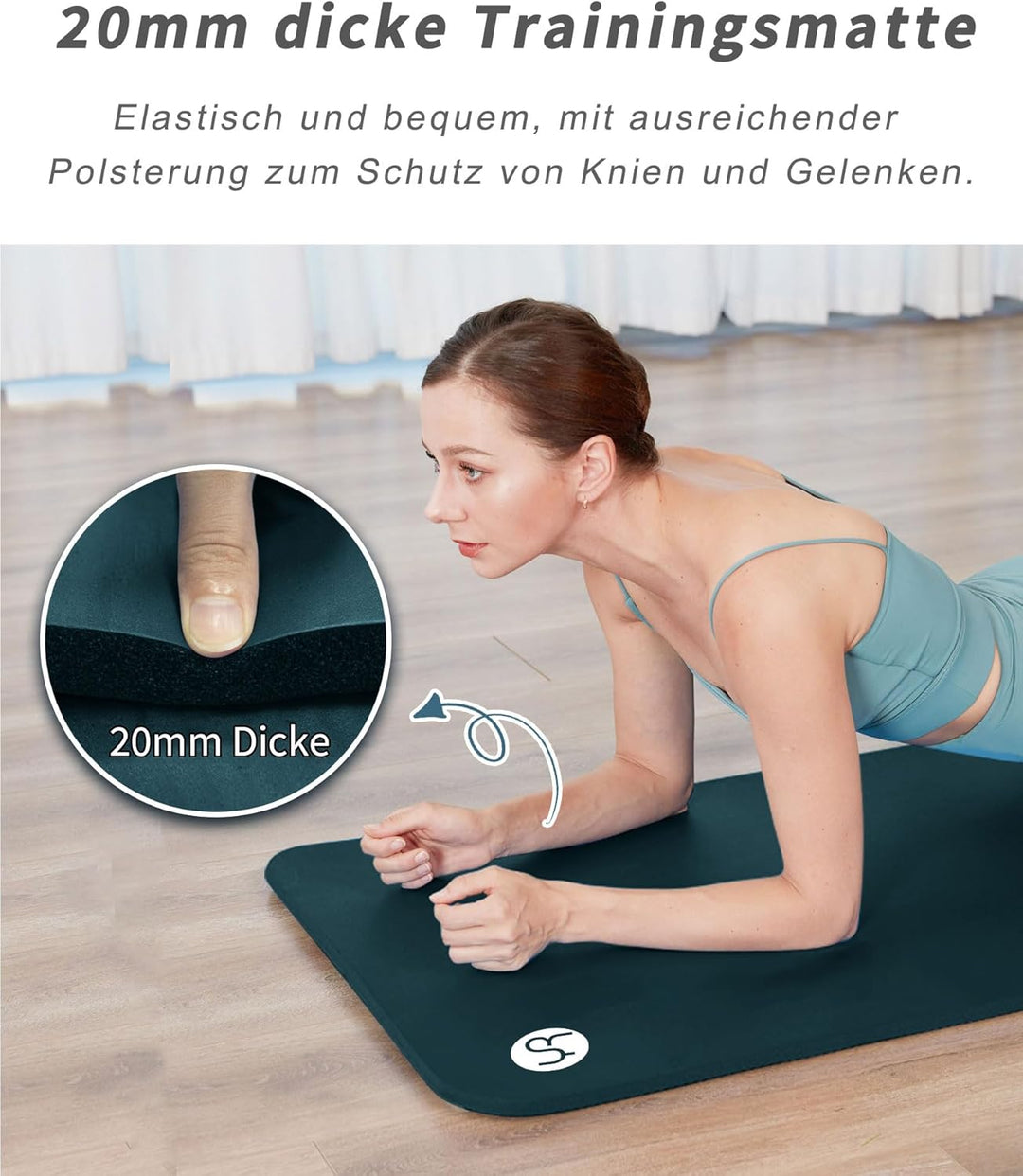 NBR Yogamatte 195×61cm 20mm Dicke Fitness Matte Gymnastikmatte für Pilates Gym Workout Zuhause mit T