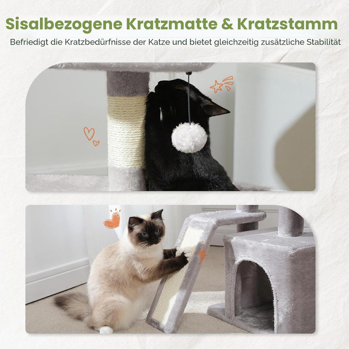 PAWZ Road Kleiner Kratzbaum mit Kratzmatte, Hängematte, Eigentumswohnung und Korb, Kleiner Katzenbau