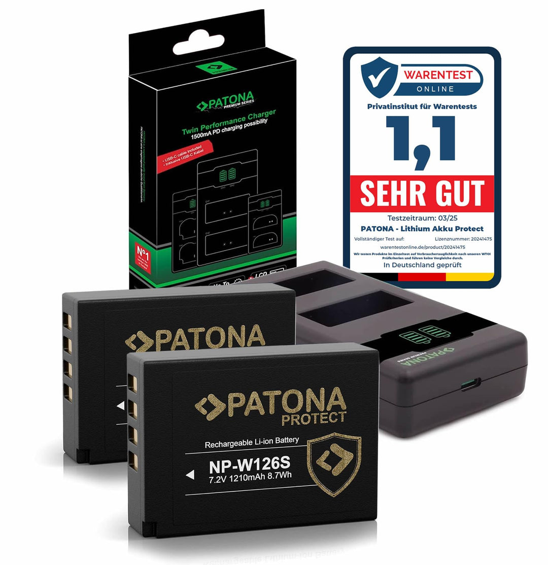 PATONA V1 Protect 2X Akku NP-W126s (1140 mAh) inkl. NTC-Sensor und V1 Gehäuse - mit PD Performance U