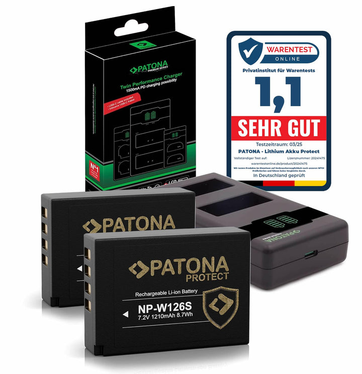 PATONA V1 Protect 2X Akku NP-W126s (1140 mAh) inkl. NTC-Sensor und V1 Gehäuse - mit PD Performance U