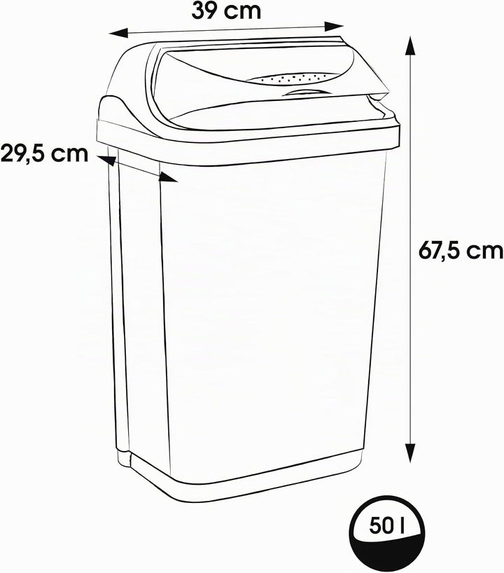 keeeper Abfallbehälter mit Rolldeckel, 50 l, Rasmus, Silber Rasmus Hell-Silber 1x 50 L, Rasmus Hell-